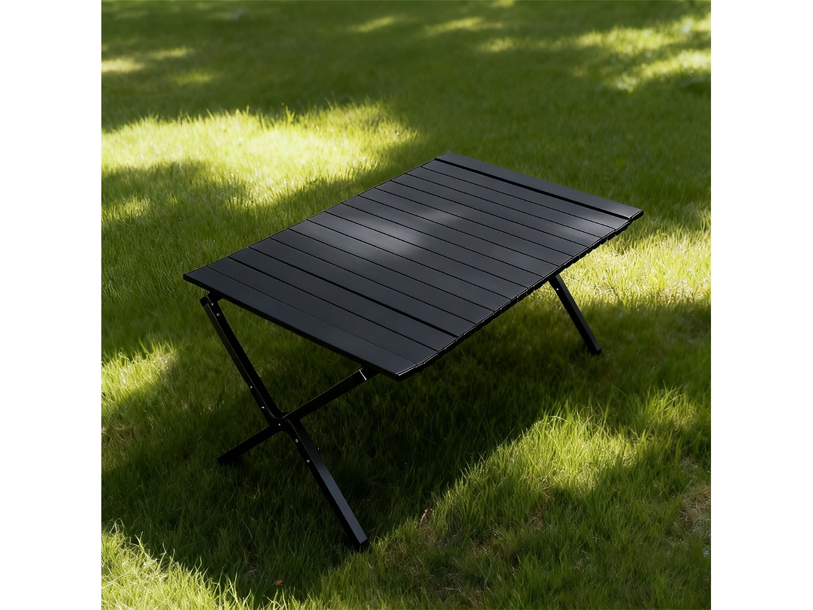 Zmh Mesa Plegable De Metal Negro Para Exteriores Ideal Para Acampar Con Capacidad Para 2 A 4 Personas