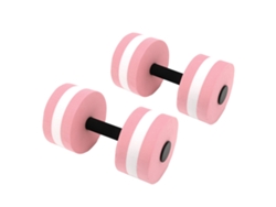 2 mancuernas flotantes de espuma rosa para yoga y fitness.