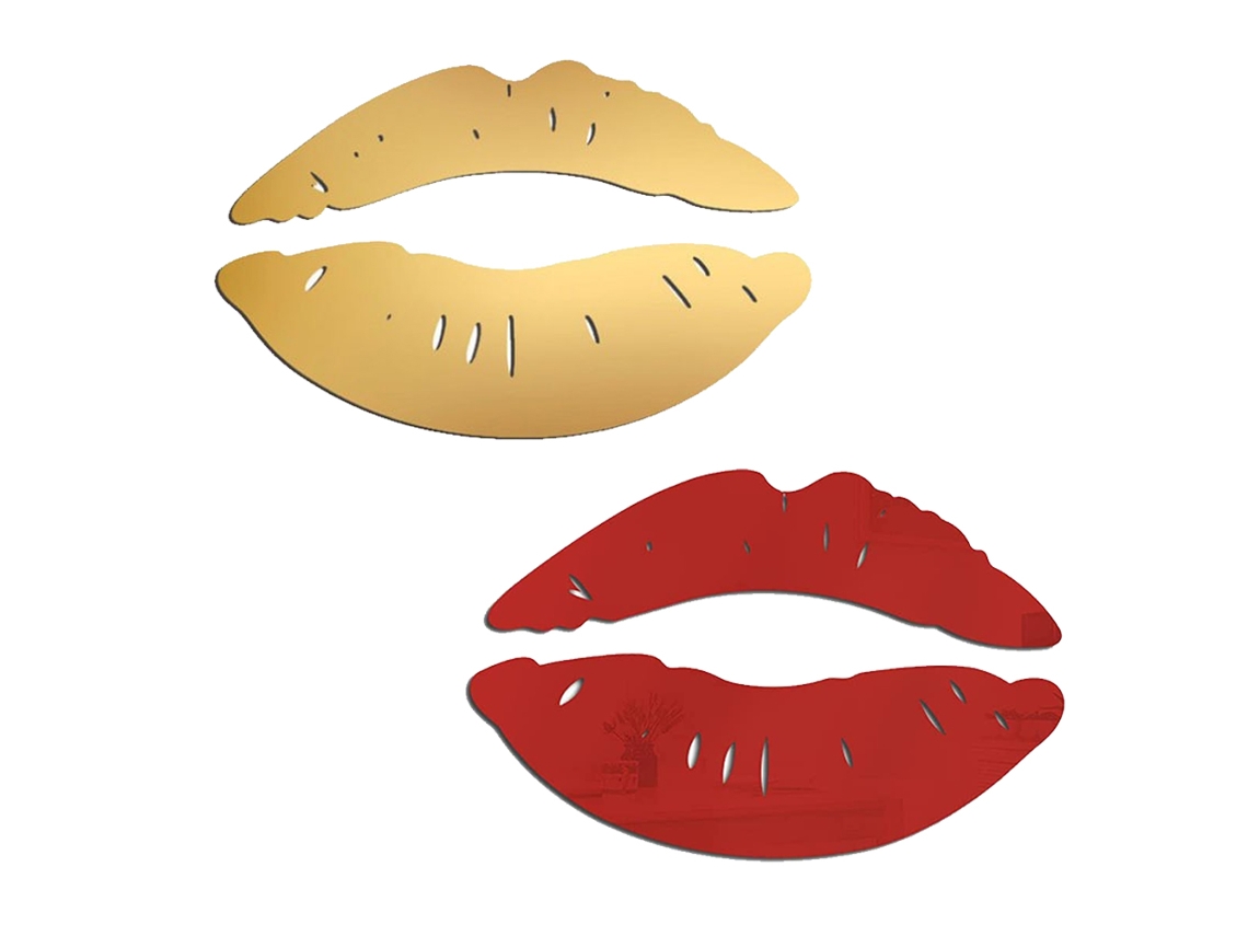 2 piezas de adhesivos de pared de acrílico, espejo 3D en forma de labios Kofihety