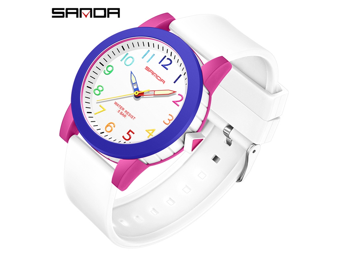 Reloj De Pareja Sencillo De Cuarzo Fluorescente E Impermeable Para Mujer (blanco Y Azul)