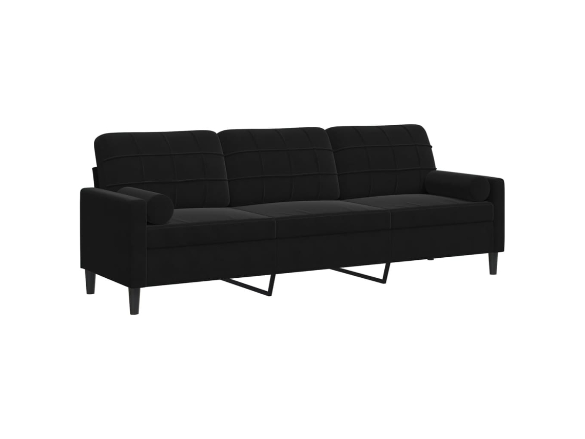 Maison Exclusive - Sofá De 3 Plazas Con Cojines Terciopelo Negro 210 Cm