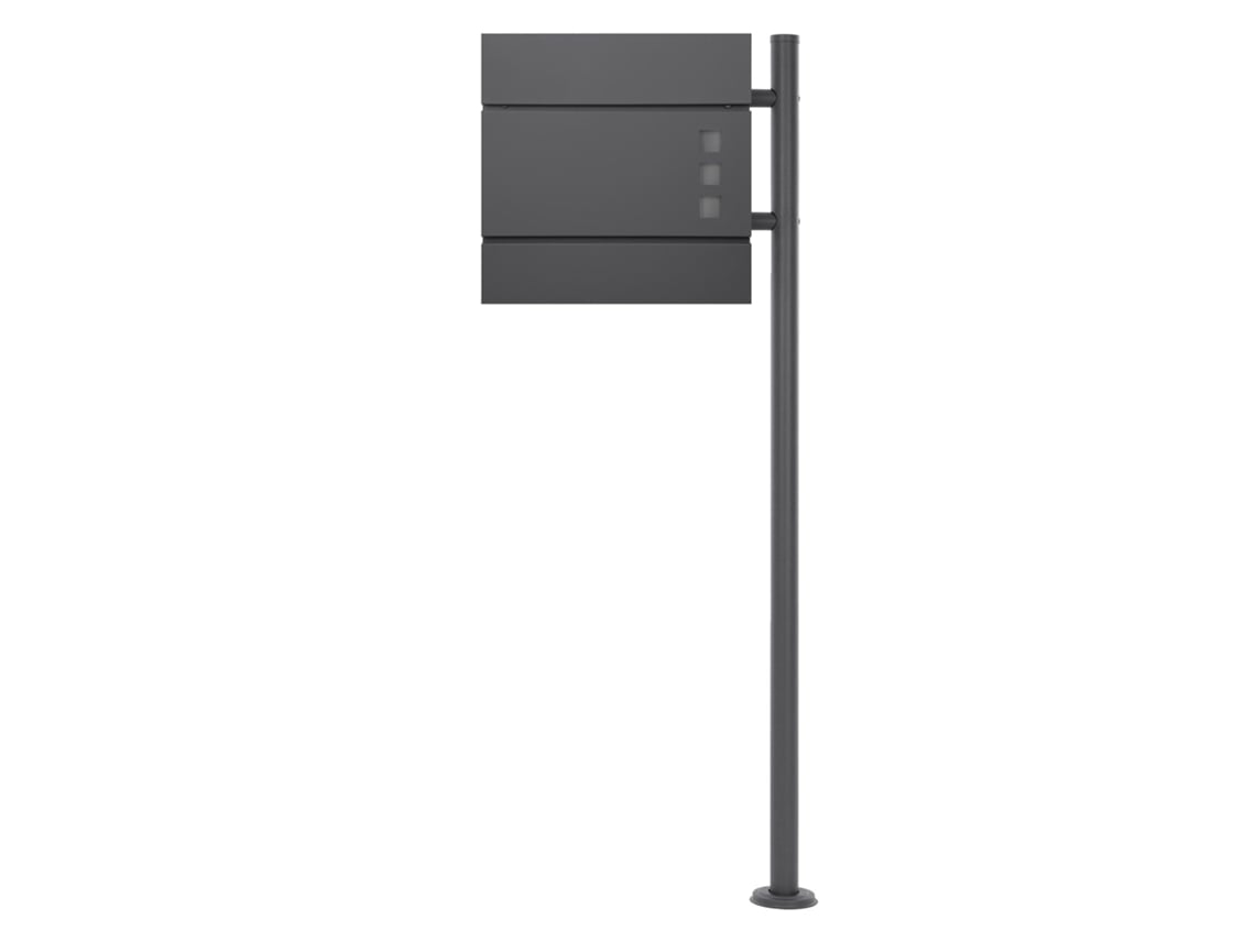 Buzón de acero antracita casillero de correo 37x10,5x36,5cmsoporte de 120cm