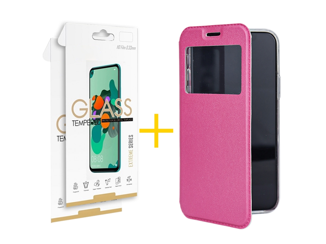 Pack 2 X Película de Vidrio Templado 2.5D Funda GANDY por Samsung Galaxy S23 Plus Flip Cover GANDY Rosa GANDY