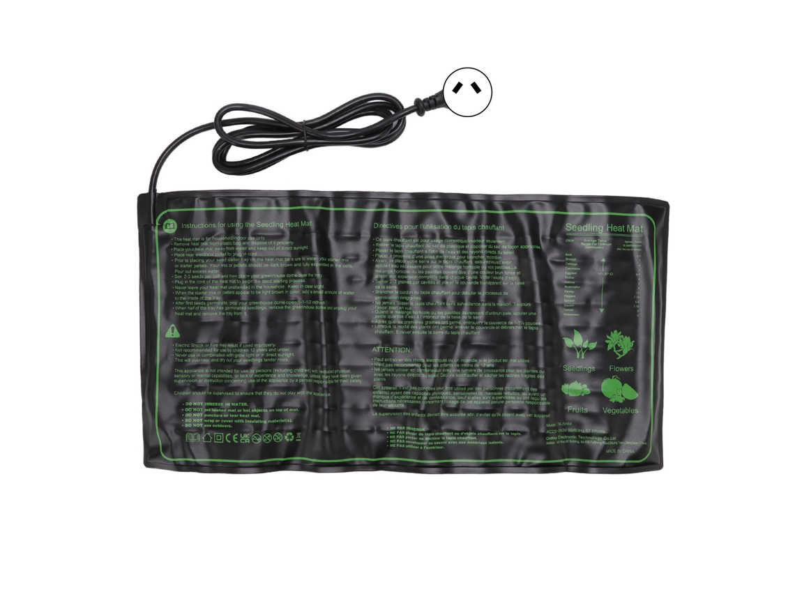 Manta térmica impermeable para semilleros de 50x25,5 cm, 220/240 V, con enchufe australiano para germinación de semillas (sin marca).