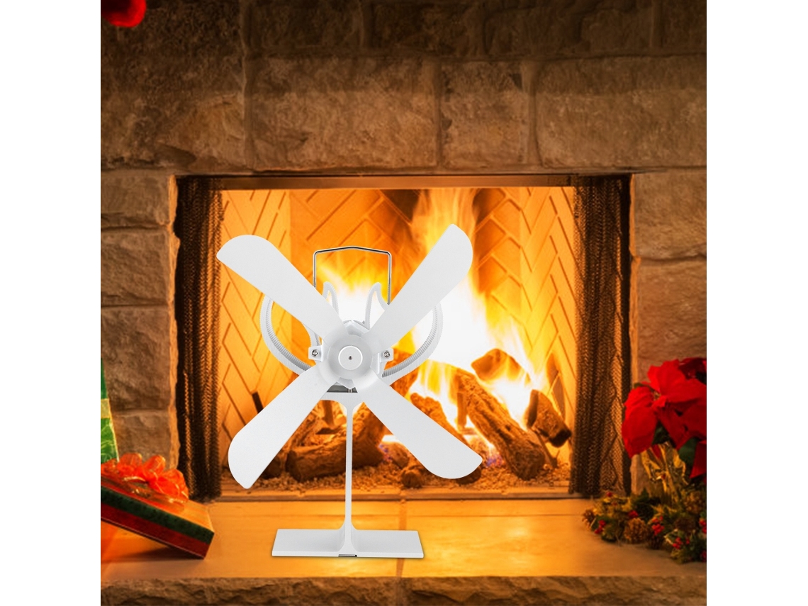 Ventilador silencioso para estufa, de aluminio, con 4 aspas.
