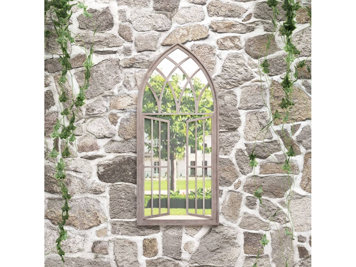 Espejo de jardín para exteriores, hierro, 100x45 cm, color arena, HARLANV1