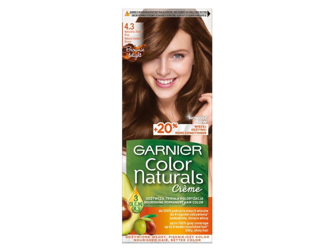 Crema colorante Nutrisse de larga duración, castaño dorado 4.3, de un solo uso, Garnier