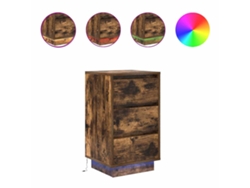 Mesita de noche con luces LED, roble ahumado, MAISON EXCLUSIVE (38x34x65 cm)