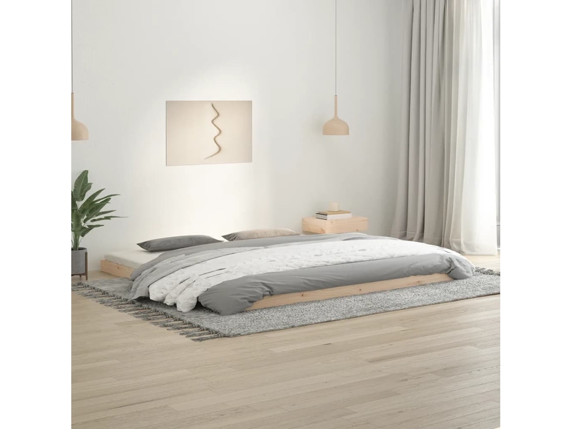Estructura de cama sin colchón madera maciza de pino 200x200 cm