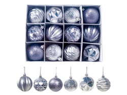 12 Adornos Navideños, 6 Cm, Decoración Para Árbol De Navidad, Plata Bo12822