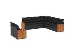 Conjunto 9 de sofás de jardín VIDAXL y cojines ratán sintético negro