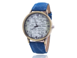 Reloj Unisex Informal De Cuarzo Con Correa Vaquera Y Pantalla Analógica Azul Marino.