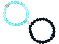 Pulseras Para Parejas Con Corona, Pulseras Magnéticas De Perlas En Piedra Natural, Regalos Para Familiares Y Amigos.