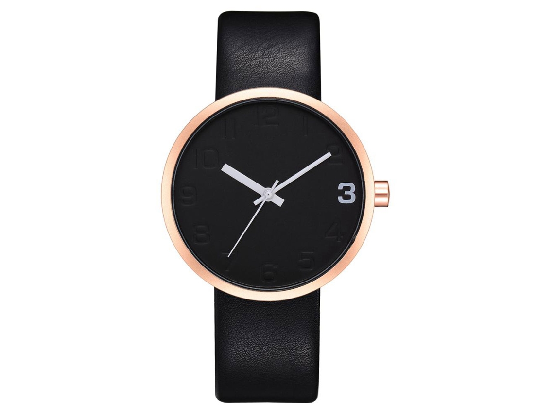 Reloj De Pulsera De Cuarzo Para Hombre Con Correa De Piel Sintética Azul E Indicadores Numéricos Negros.