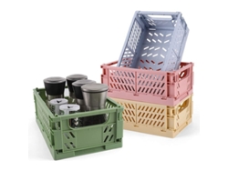 2026altiro-paquete De 4 Mini Cestas De Plástico Para Organizar Estantes, Cestas De Almacenamiento Plegables Y Duraderas (9,8 X 6,5 X 3,8 Cm)