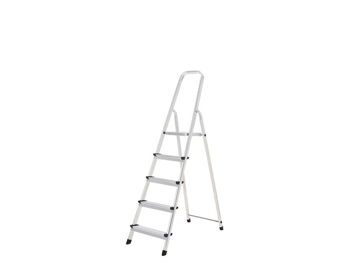 Oryx escalera aluminio 5 peldaños plegable, uso doméstico, antideslizante, ligera y resistente