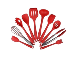 Juego de utensilios de cocina de silicona con 10 piezas antiadherentes, color negro Nostalgia88
