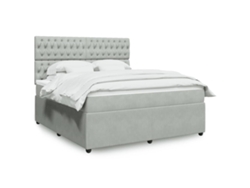 Cama Box Spring Con Colchón Terciopelo Gris Claro 180x200 Cm