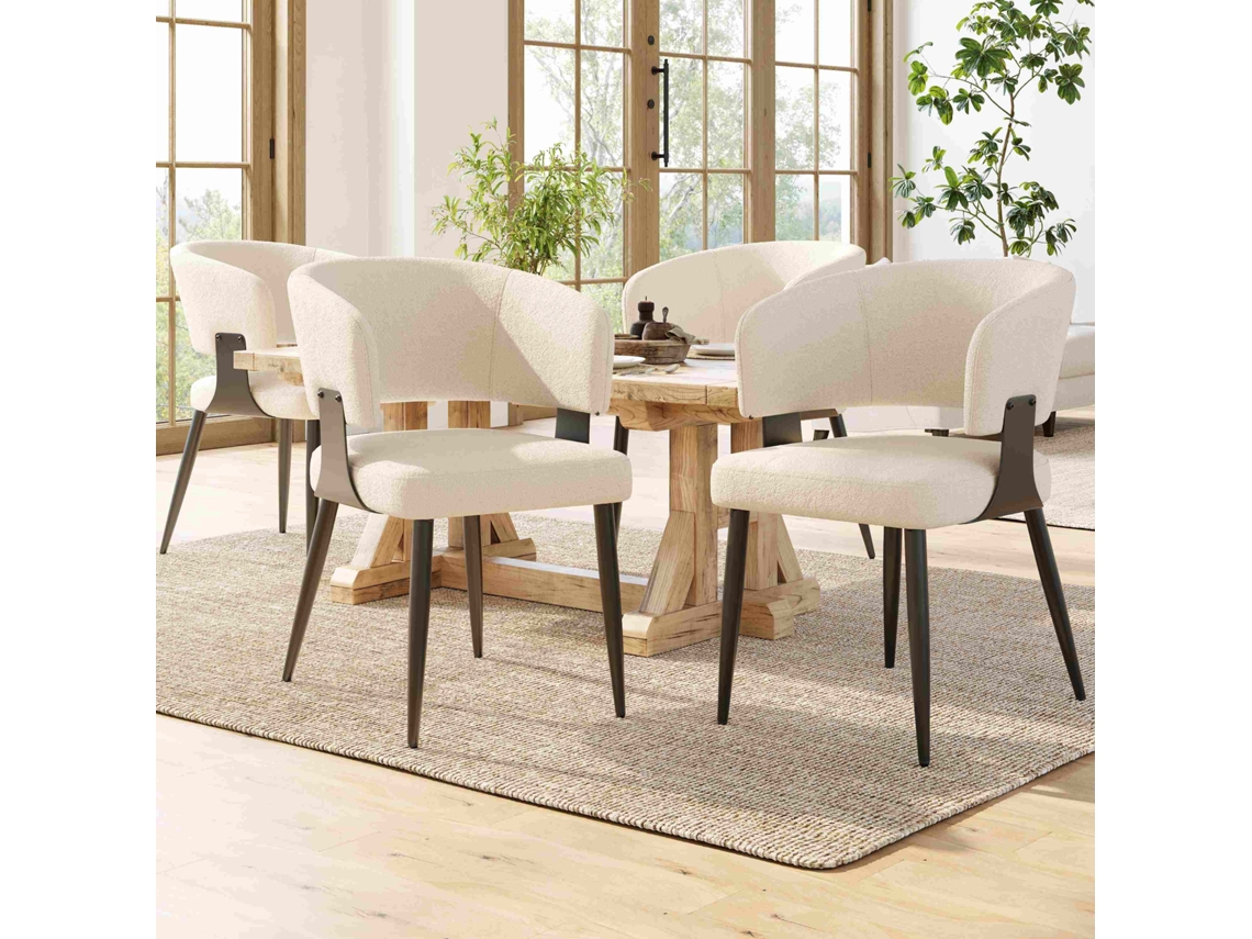 Silla de comedor Stuhl de 4 piezas, ergonómica, ligera y con respaldo curvo, estilo beige