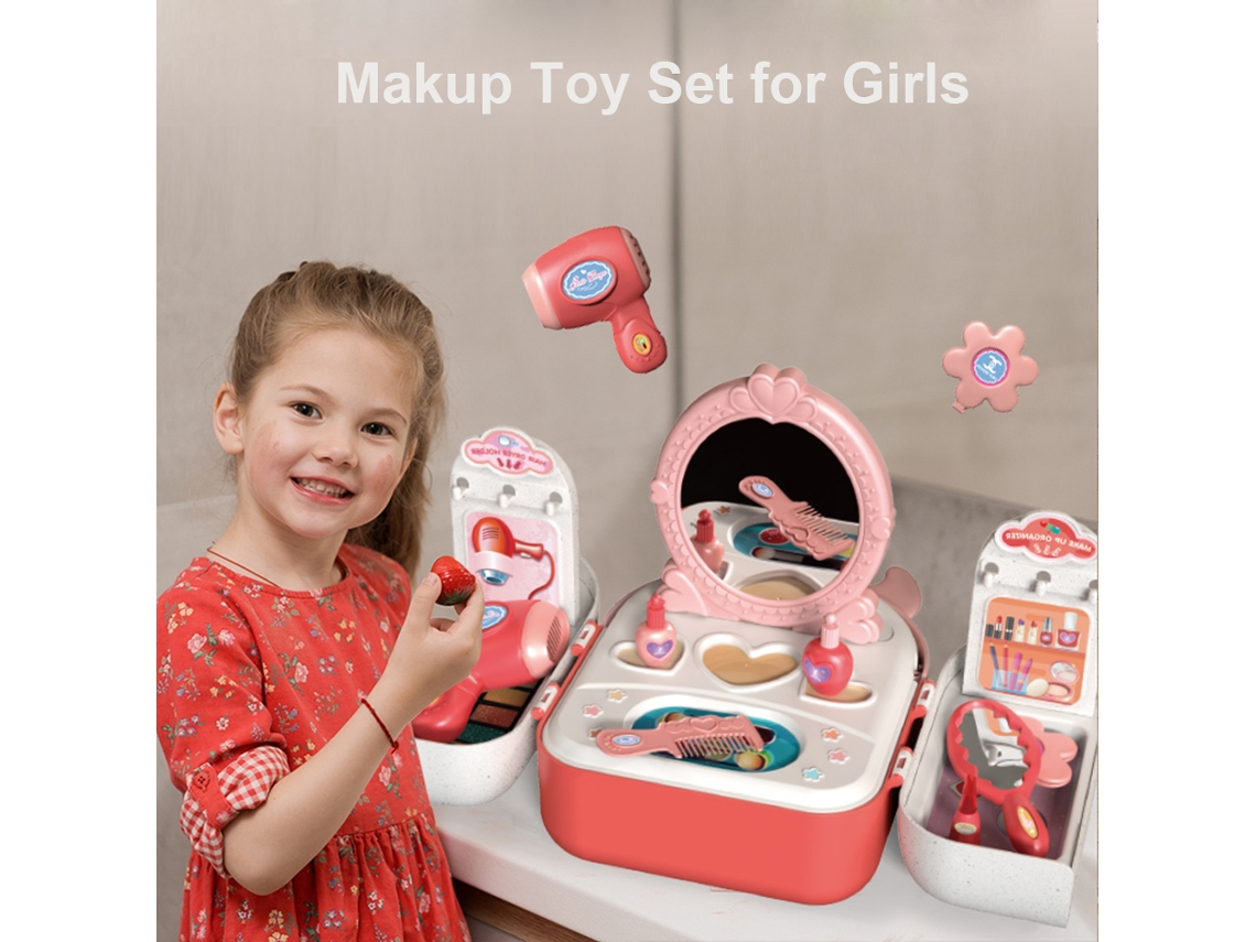 Ats-kit De Maquillaje Infantil Con Mochila Juguete Mesa Maquillaje Niñas 3+ Años Regalo Cumpleaños Navidad
