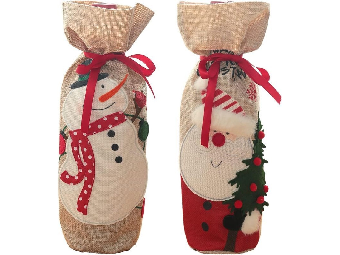 Bolsa Navideña Para Botellas De Vino De Yute Con Cordón, Funda Reutilizable Para Botellas De Vino, 2 Unidades.