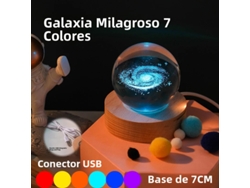 Lámpara de noche LED USB Galaxy Crystal con efecto 3D de planetas y luna. MDUG (7 cm)