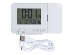 Reloj despertador Baok con proyección LED retroiluminada, carga USB multifuncional y visualización de hora y temperatura.