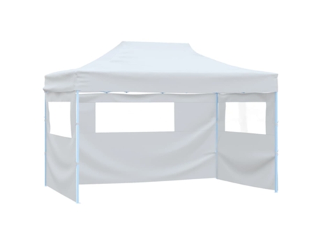 vidaXL Carpa plegable para celebraciones con 3 paredes blanco 3x4,5 m