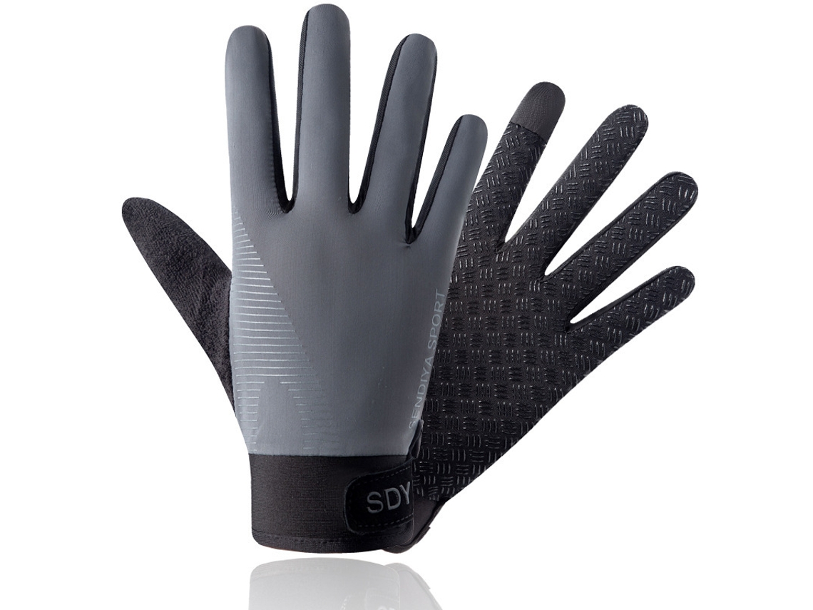 Guantes de ciclismo transpirables de verano, guantes de dedos completos para deportes al aire libre, gris/xl Gertiz