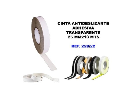 Cinta antideslizante adhesiva 25mmx18mt.transparente 220-22