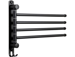 Toallero de baño negro con 4 barras giratorias de 180° en acero inoxidable Sus304 Jortmrd