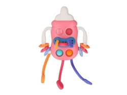 Biberón Sensorial De Silicona Con Cuerda, Chupete Y Estimulador Motor Para Bebés De 0 A 12 Meses.