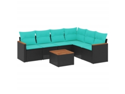 Maison Exclusive - Conjunto De Sofá De Jardín De 7 Piezas Con Cojines, De Poliratán Negro