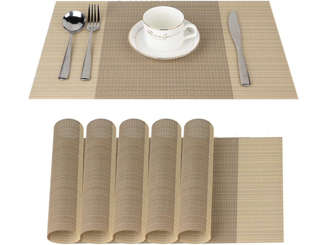 Toalha Americana - Resistente A Escorregões, Lavável Com Água - Material Pvc Resistente Ao Calor - 6 Peças - 30x45 Cm Listrado Bege