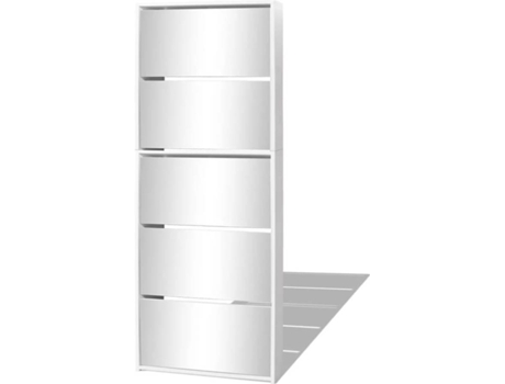 vidaXL Mueble zapatero 5 cajones con espejo blanco 63x17x169,5 cm