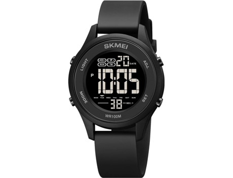 VEANXIN Digital 100M Relojes de pulsera con correa de silicona resistente al agua y horario dual-negro rojo