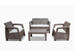 Sofá 2 Sillones Mesa de Centro CF. Muebles de Jardin y Terraza Ratan PE, Marron SALDOSYSTOCKS