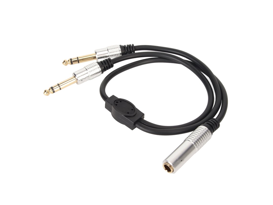 Cabo Splitter Y 6.35mm Fêmea Mono Para Dos Machos 1/4 Polegada Para Microfone Amplificador Falante 1.6ft