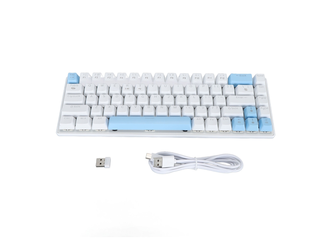 Teclado mecânico sem fio Baoj-2026 com 61 teclas, switch azul, Bluetooth 5.0, 2.4G, USB-C e retroiluminação RGB para jogos e dispositivos móveis.