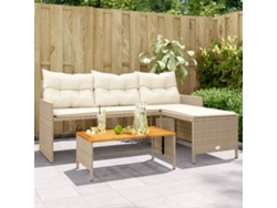 Sofá/mesa de jardín con forma de LC y cojines de ratán beige PE Lovely Home