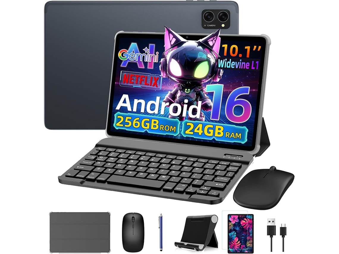 Tablet BESTTAB T20 10.1'' 24 GB 256 GB/SD 2TB, AI Gemini 2.0 Android 16 com Teclado