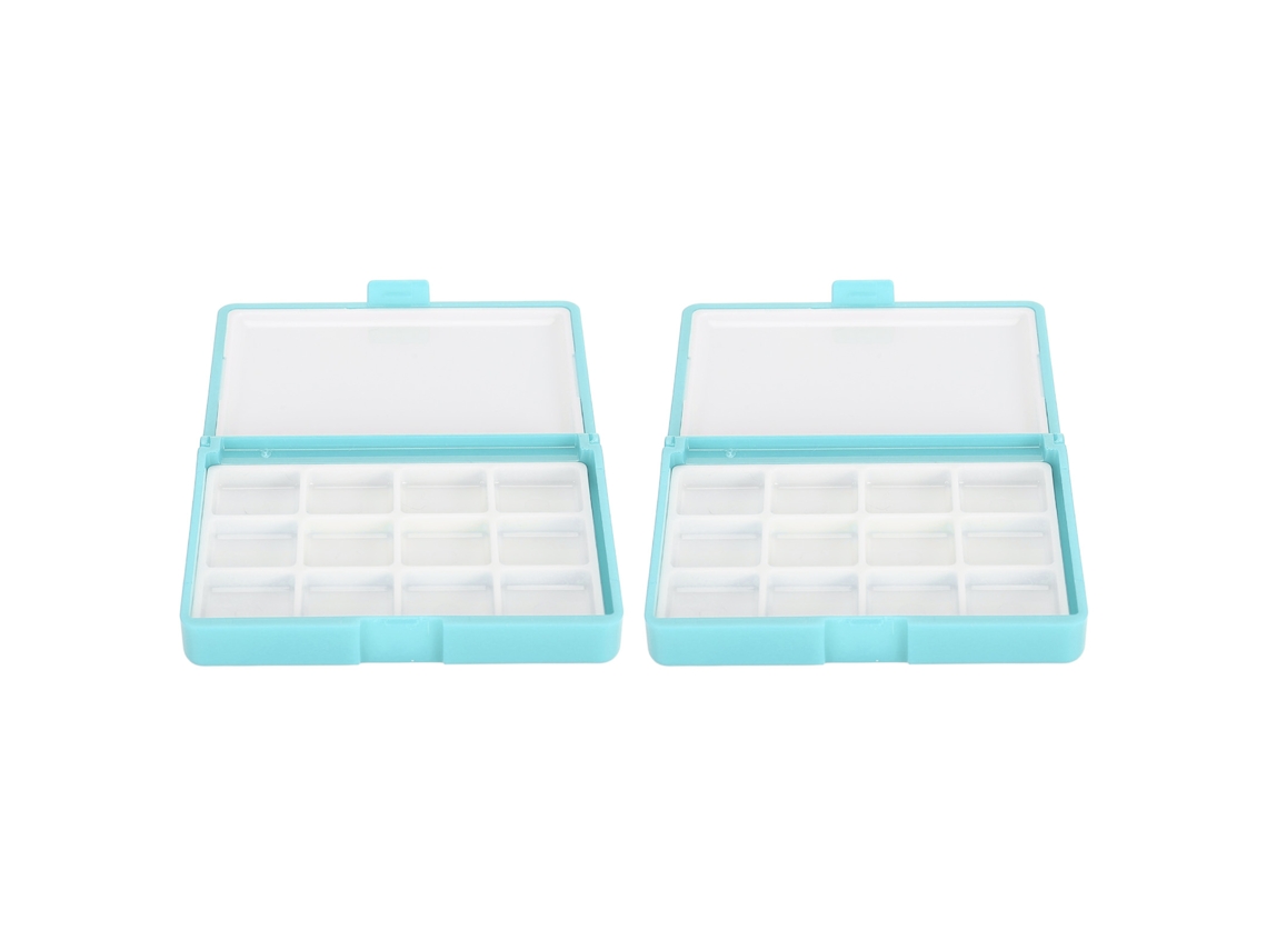 2 Cajas Vacías Para Guardar Paletas De Acuarela, De Plástico, Con 12 Compartimentos, Portátiles, Color Azul.