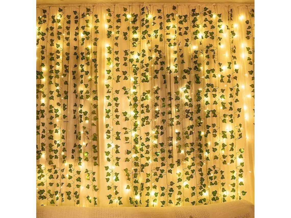 Guirnalda De Hiedra Artificial Con Luces Para Decoración De Paredes De Jardín Interiores/exteriores - 12 Piezas