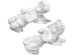 Estatuas Ángeles Adorables Resina Blanca Superficie Diseño Adorno Romántico Bodas Regalos Cumpleaños Lisa Pie