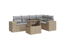 Conjunto 6 De Sofás Para Jardín VIDAXL Beige Poli Ratán(100 x 55 x 73 cm)