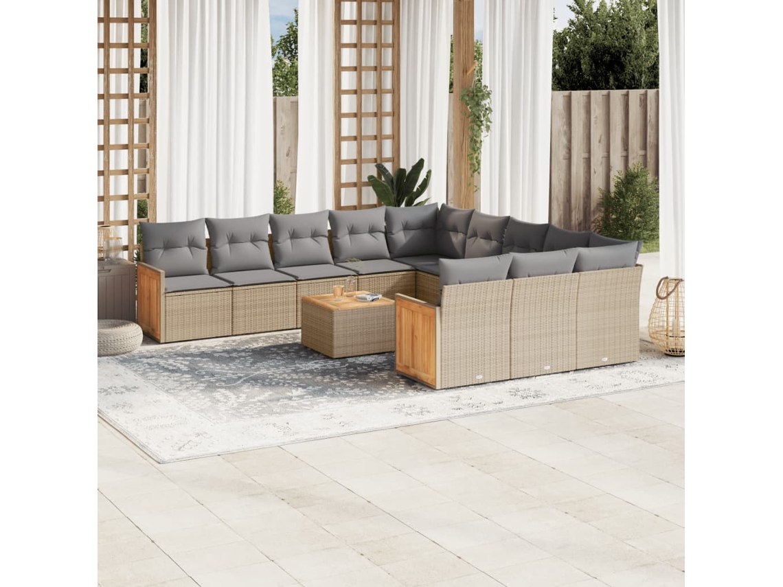 Conjunto de 12 sofás de jardín con cojines de mimbre beige de DKD Home Decor