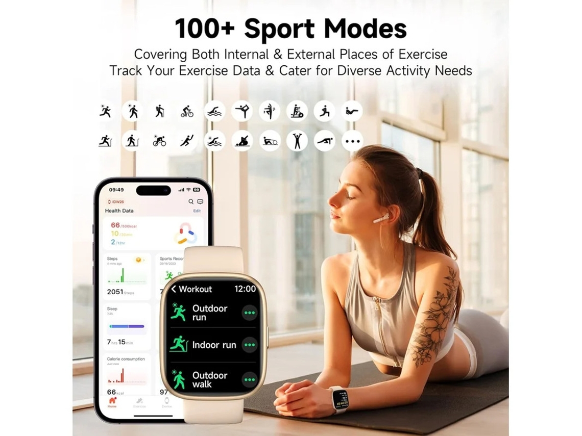 Reloj inteligente con Alexa integrada, monitor de actividad física, pantalla HD de 1,83 pulgadas, IP68, resistente al agua, 100 m², de Bestvite