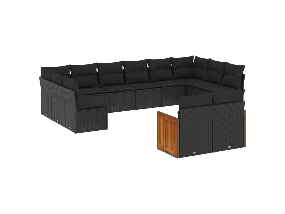 Maison Exclusive - Set De Sofás De Jardín Y Cojines 12 Pzas Ratán Sintético Negro