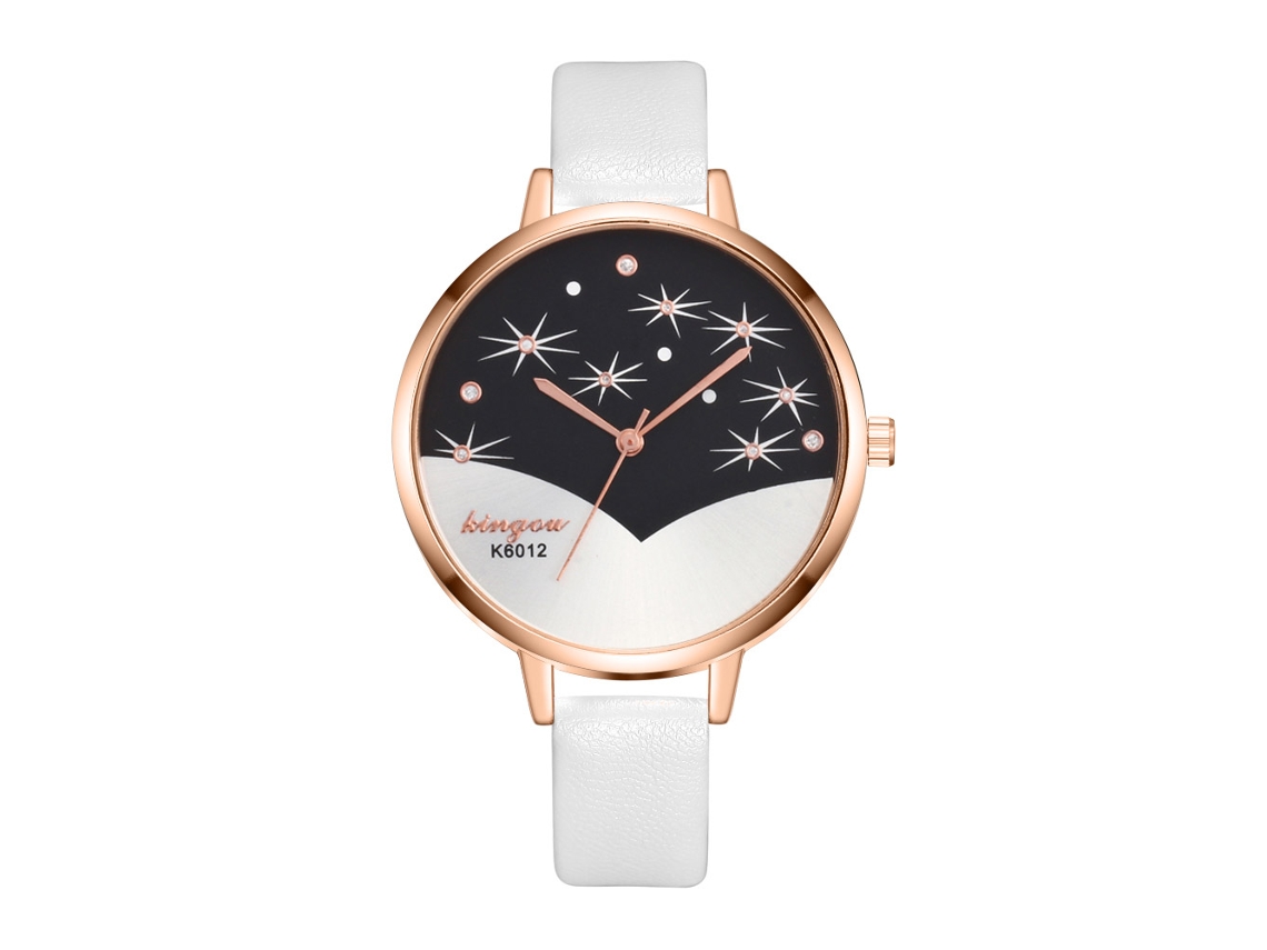 Reloj De Pulsera De Cuarzo Para Mujer Con Correa De Piel Sintética, Estilo Sencillo Y Esfera Redonda Blanca.