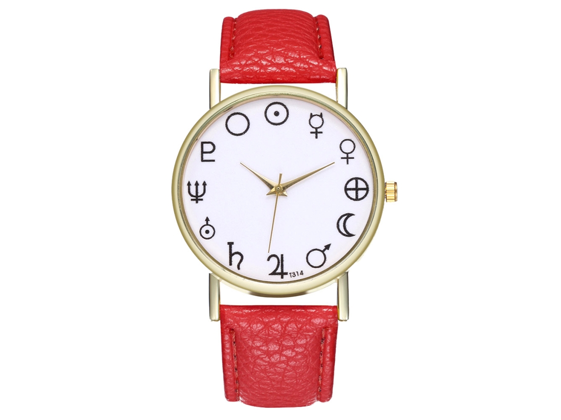 Reloj Analógico De Cuarzo Para Mujer Y Hombre Con Correa De Pu Zhoulianfa (rojo)